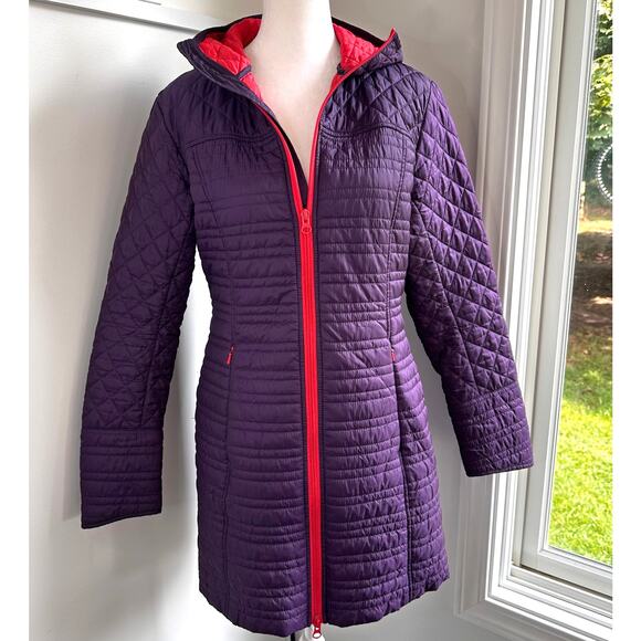 Title Nine Kismet Purple Small Light Weight Puffer Jacket Coat Hood  Fall Winter - Picture 1 of 7